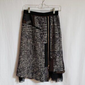 Kolor - Mixed Media Black, Brown, Tan, Blue Lined Skirt.  Size 1